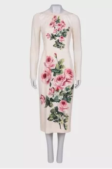 Floral print silk dress with tag