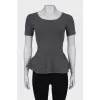 Gray blouse with peplum