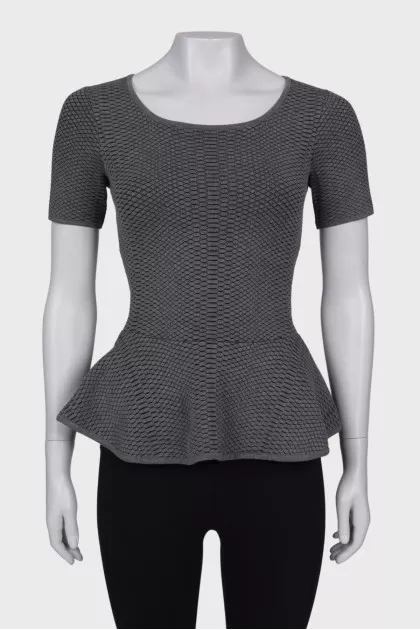 Gray blouse with peplum