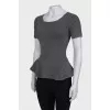 Gray blouse with peplum