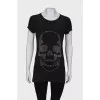 Black T-shirt with rhinestones
