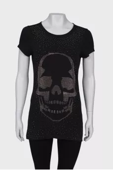 Black T-shirt with rhinestones