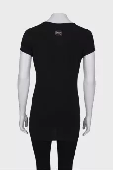 Black T-shirt with rhinestones