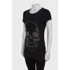 Black T-shirt with rhinestones