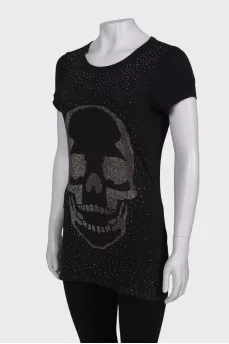 Black T-shirt with rhinestones