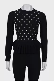 Black sweater with pearls