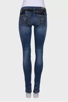 Jeans with lace inserts