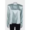 Satin open back blouse