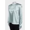 Satin open back blouse