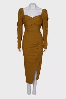 Mustard draped dress