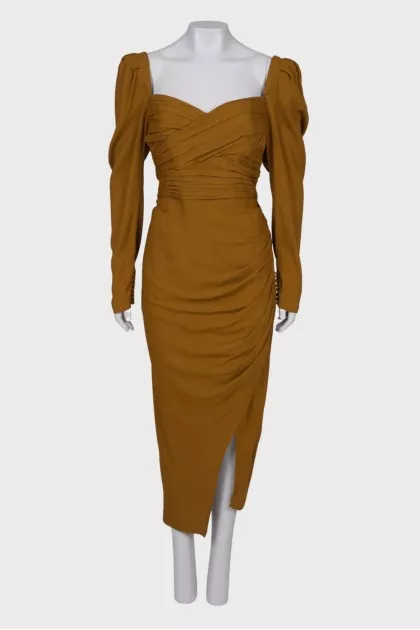 Mustard draped dress