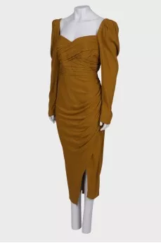 Mustard draped dress