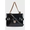 Lacquered bag with chain handle
