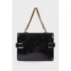 Lacquered bag with chain handle
