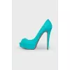 Turquoise open toecap shoes