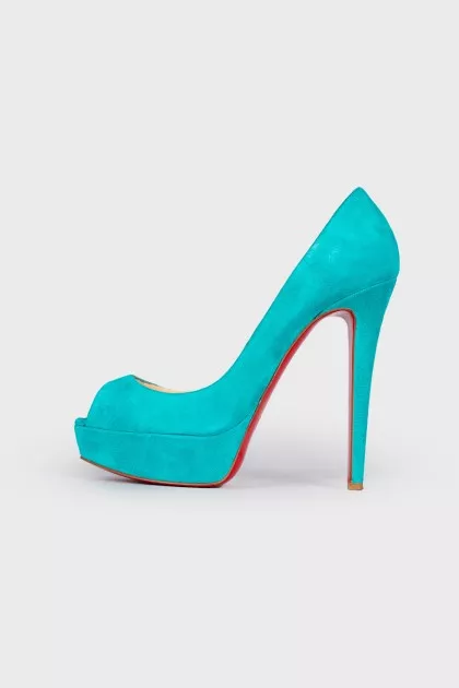 Turquoise open toecap shoes