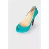 Turquoise open toecap shoes