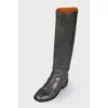 Green low heel boots
