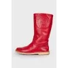 Red padded boots