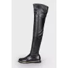 Flat leather over the knee boots