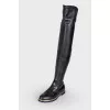 Flat leather over the knee boots