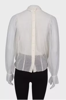 Semi-sheer button-down blouse