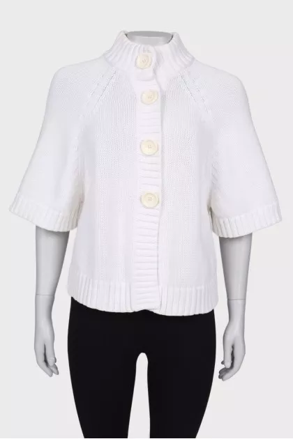 White short sleeve cardigan
