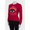 Red jumper with embroidery