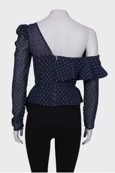 Asymmetric blouse with ruffles
