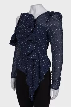 Asymmetric blouse with ruffles