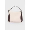 Textile and genuine leather bag