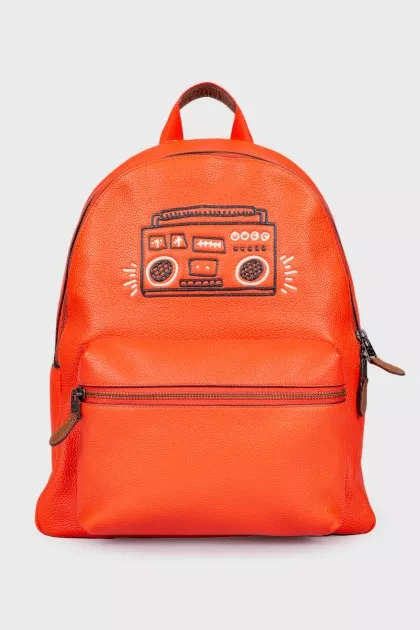Coral leather backpack
