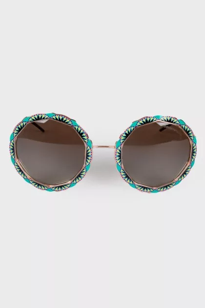 Printed round sunglasses