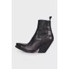 Leather black cossacks