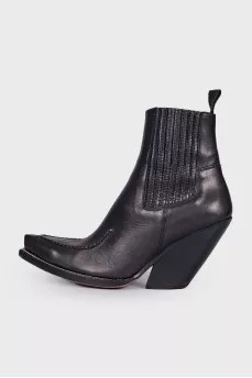 Leather black cossacks