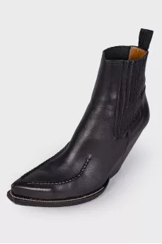 Leather black cossacks