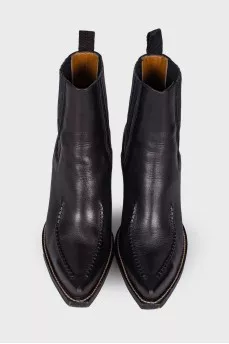 Leather black cossacks