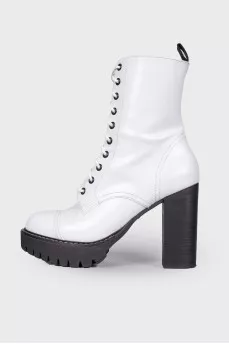 White heeled boots