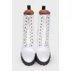 White heeled boots