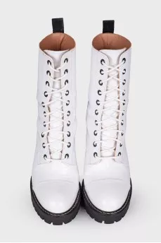 White heeled boots