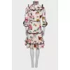 White dress in floral print