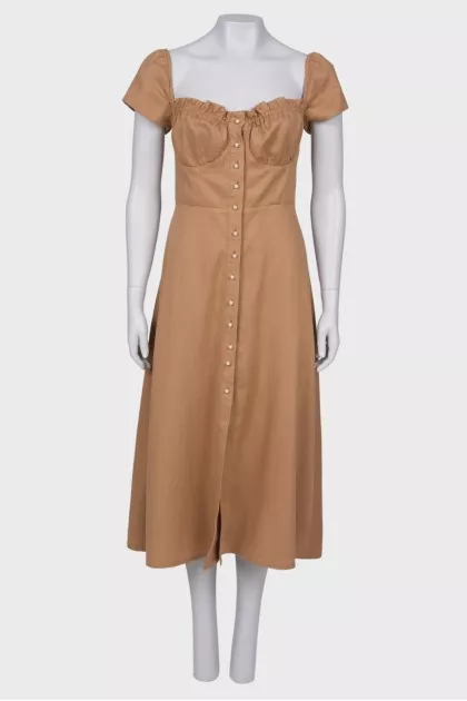 Linen light brown sundress