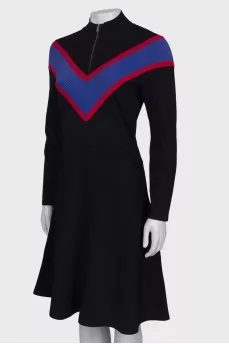 Black dress with a zipper at the collar
