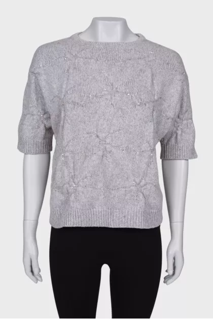 Short sleeve cashmere sweater