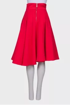 Red pleated skirt