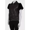 Leather vest with fur sleeves