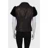 Leather vest with fur sleeves
