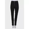 Black wool trousers with zippers