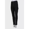 Black wool trousers with zippers