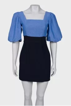 Mini dress with puffed sleeves